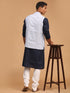 Vastramay Men's Lavender Jacquard Nehru Jacket with Kurta Pyjama Set